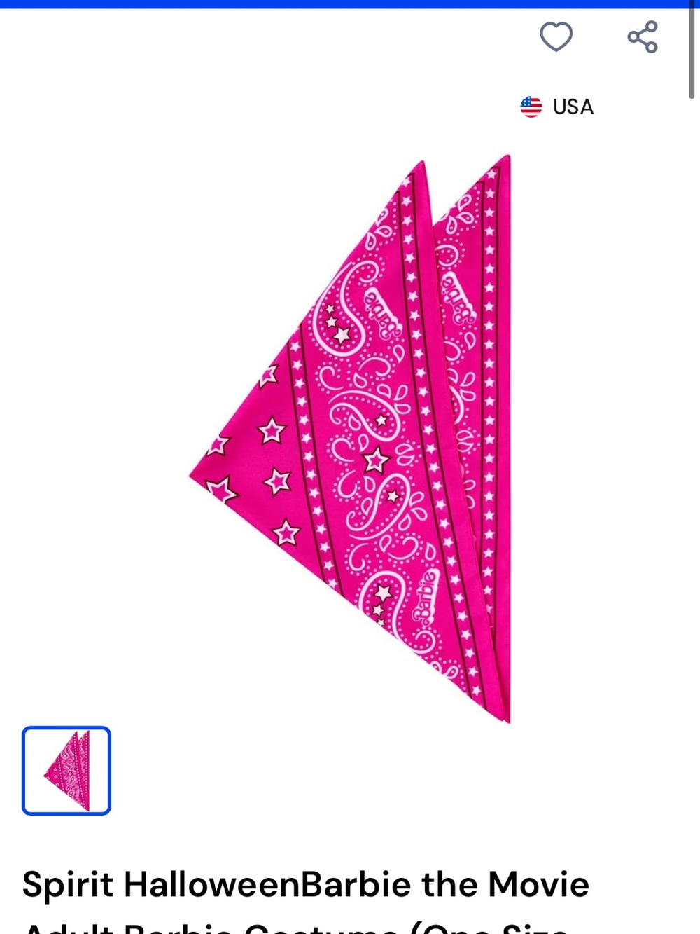 Barbie Bright Pink Paisley & Star Bandana - Picture 2 of 3
